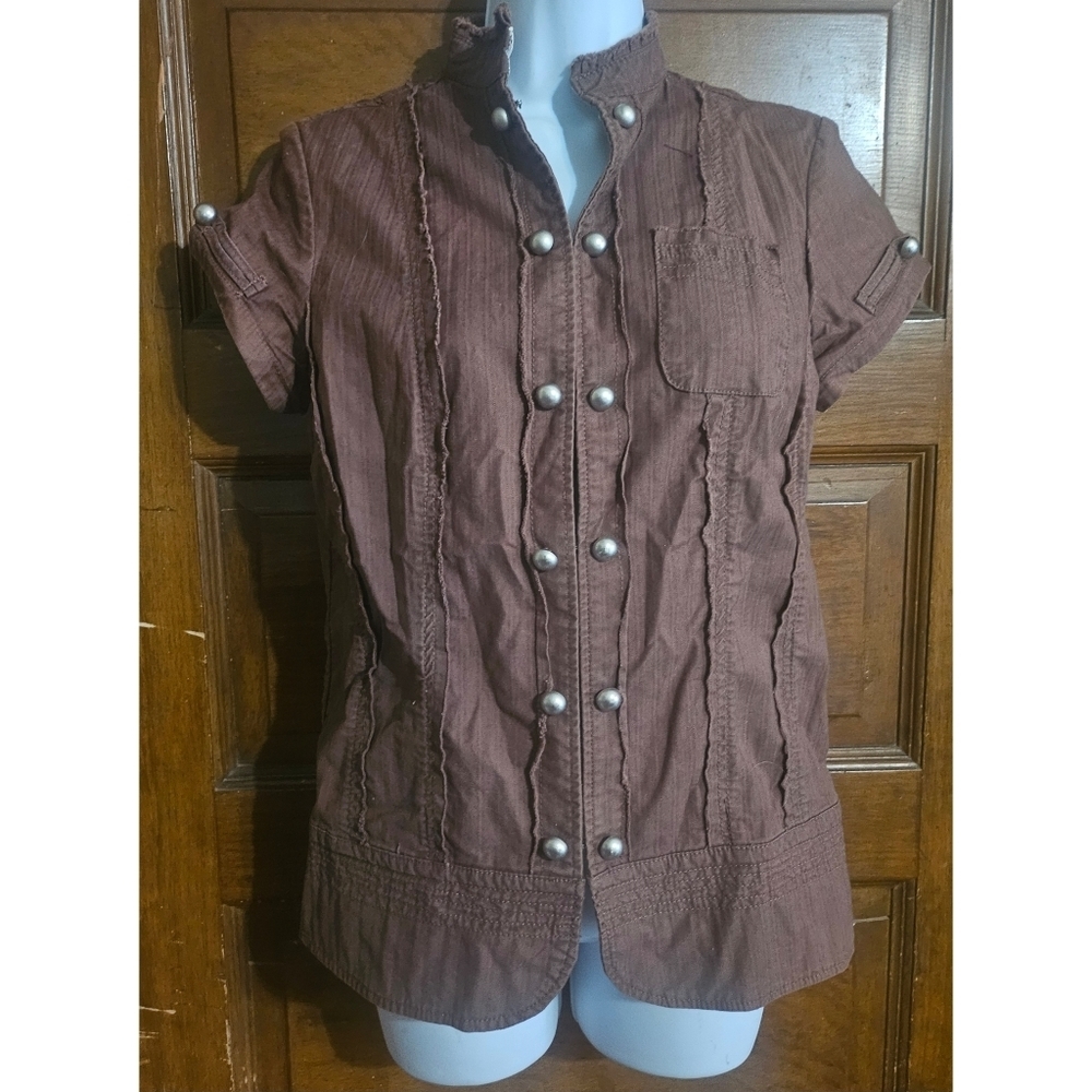 Vanity Ruffled Structured Button Down Shirt